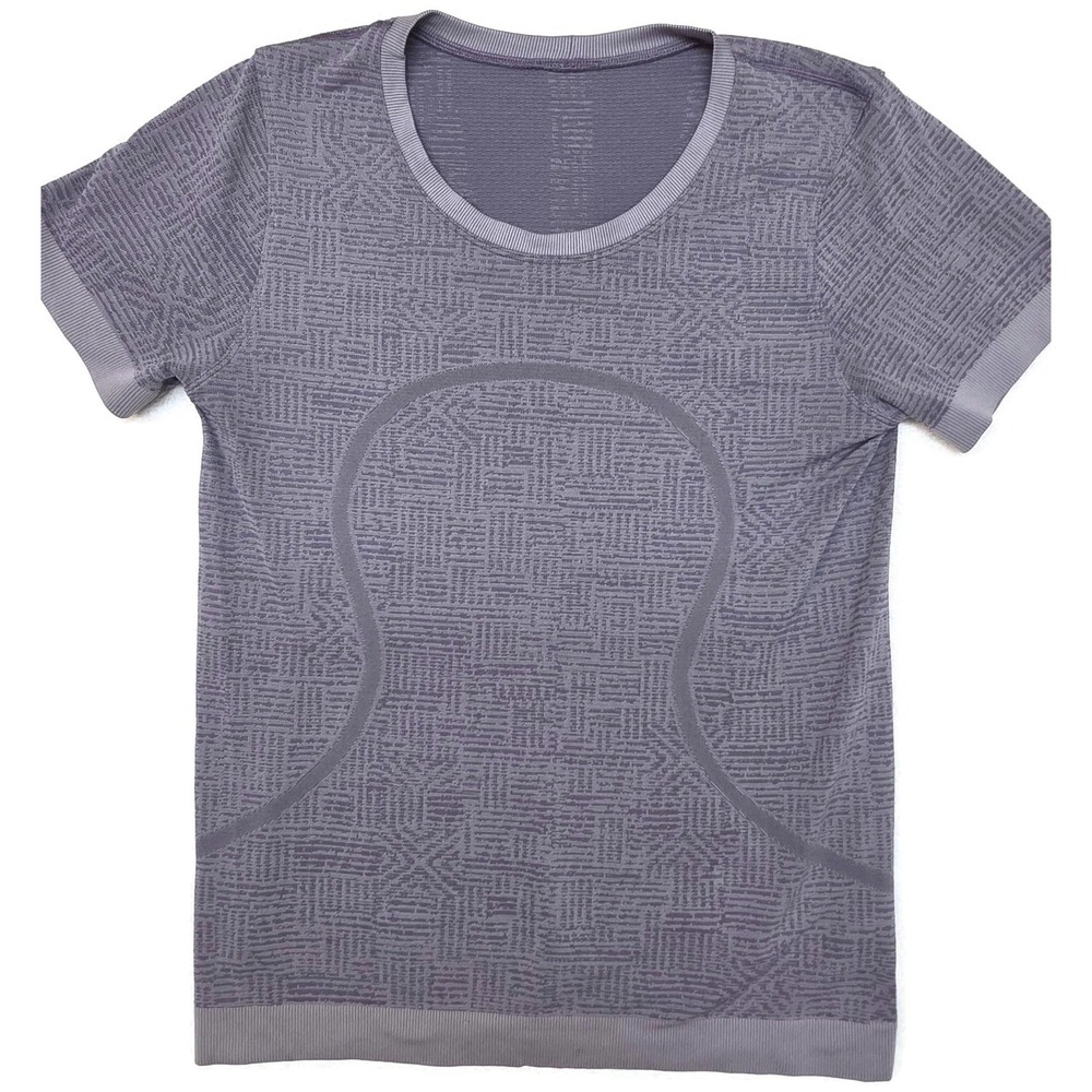 Lululemon Shirt Mens Medium Gray Seamless Geometric Knit Short Sleeve Athletic - Picture 1 of 8